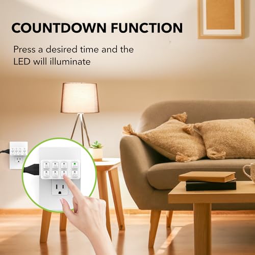 BN-LINK Indoor Countdown Timer with Repeat Function, 3-Prong Outlet Timer - style: 1 Pack