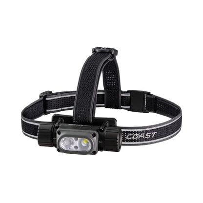 Coast WPH34R 2000 Lumen Waterproof Ultra Bright IP68 USB Rechargeable-Dual Power Headlamp, 6 Modes with Spot and Flood Beams, Black/Grey