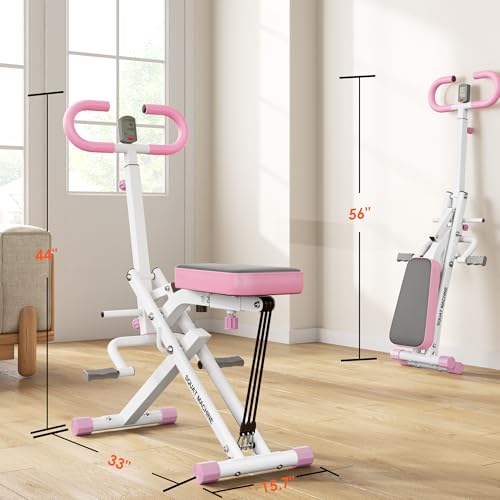 SogesHome Foldable & Adjustable Squat Rowing Machine for Home Gym with Band