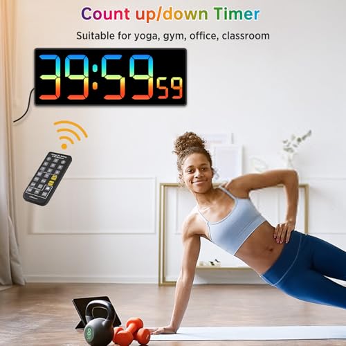 Soobest Digital Wall Clock, Remote Control Electric Timer Seconds for Gym - color: 10.2“ Multicolor