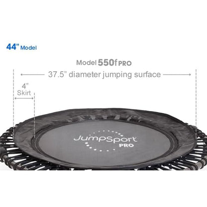 JumpSport 550 Workout Rebounder for Adults, 44" | PRO CE | Mini Exercise Fitness Trampoline Jumper with Cables | Black - color: Matte Black, style: Foldable Frame / Skirt Mat