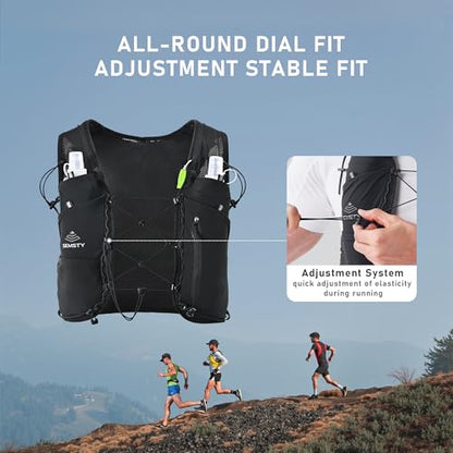 Running Hydration Vest 5L, Running Backpack with 2x500ml Soft Flask - color: Black, size: Small