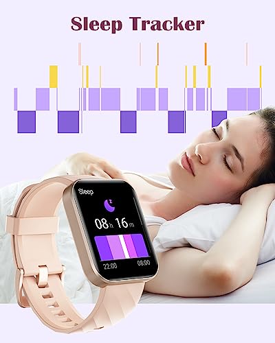 RUIMEN Smart Watches for Women, Bluetooth Calls, Fitness Tracker Pink - color: Pink