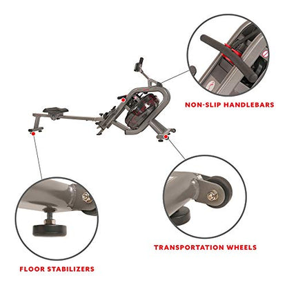 Sunny Health & Fitness Sunny Health & Fitness AquaStrive Series Smart Water Rower, 300LB Capacity Plus Dynamic Hydro Resistance for Home Cardio Workout, Free SunnyFit Training App Connection - size: 42" Rail - Classic
