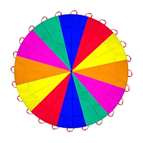 6.5ft/10ft/12ft/13ft/16.4ft/20ft Rainbow Parachute for Outdoor Party Games, Kids Play Parachute Group Cooperative Team Game Toys, Family Get-Together Entertainment - color: 16.4ft