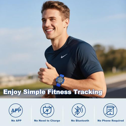 AVTREK Pedometer Watch for Walking Steps and Miles No Bluetooth/APP Needed - color: Blue