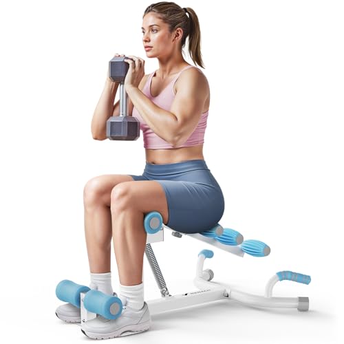 MERACH Deep Squat Machine for Women, Adjustable Glutes Trainer Machine, Core & Leg Exercise, Push Up Board Workout Equipment at Home Gym - color: White&Blue, size: Large