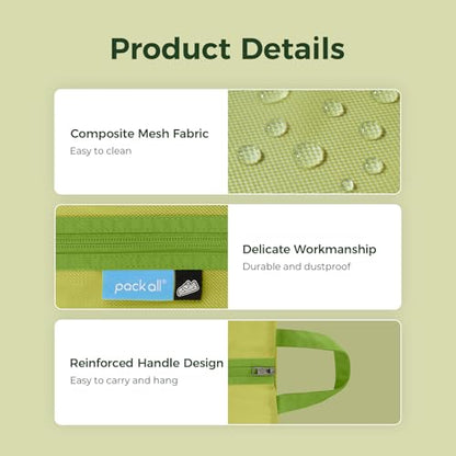 pack all Kids Shoe Bag for Travel, Water-Resistant Shoe Pouch for Sports - color: Green