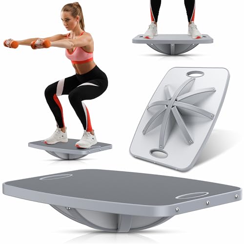 Advanced Wood Balance Board, Table Balance Board, Office Swing Board, for Physical Therapy, Fast Fitness Training and Outdoor Sports Balance Training Device - color: Advanced 360° Rotation-Gray