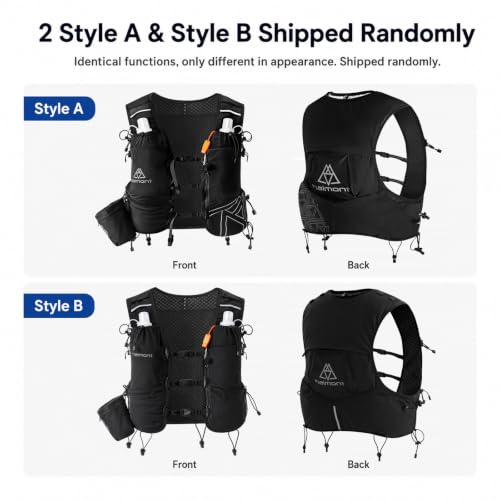 Haimont 8L Trail Running Hydration Vest with Soft Flasks - color: Black, size: Large