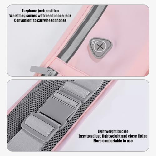 Slim phone Running Belt，Zipper Waterproof Waist Pack, Running Gear Accessories with 3 Pockets, Walking Cycling Camping Gym Light (Blue)