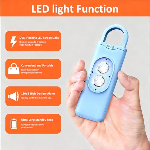 Halo-Siren Keychain, HaloSiren Personal Safety Alarm - 130db Loud Alarm Keychain with LED Strobe Light, Compact Emergency Siren (Double Flashing Lights - Orange + Copper Ring) - color: Double Flashing Lights - Orange + Copper Ring