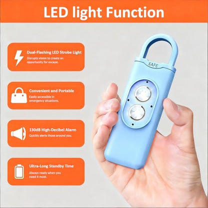 Halo-Siren Keychain, HaloSiren Personal Safety Alarm - 130db Loud Alarm Keychain with LED Strobe Light, Compact Emergency Siren (Double Flashing Lights - Orange + Copper Ring) - color: Double Flashing Lights - Orange + Copper Ring