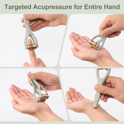 2-in-1 Brass Finger Massager Roller,Gua Sha Tool for Hand Arthritis Therapy