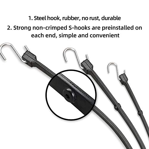 ROBLOCK Adjustable 31" Rubber Tarp Straps with 150% Max Stretch, 100% EPDM Bungee Cords with Metal Crimped S Hooks, Ideal for Securing Tarps, Cargo, Canvases, Weatherproof (10 Pack) - size: New Model Adjust 31"(pack of 10)