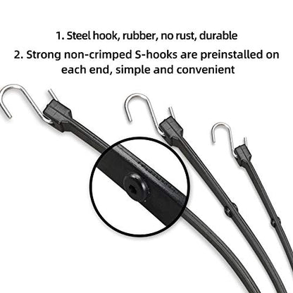 ROBLOCK Adjustable 31" Rubber Tarp Straps with 150% Max Stretch, 100% EPDM Bungee Cords with Metal Crimped S Hooks, Ideal for Securing Tarps, Cargo, Canvases, Weatherproof (10 Pack) - size: New Model Adjust 31"(pack of 10)