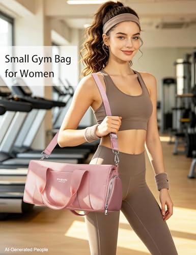 16" Gym Bag for Women,with Shoes Compartment and Waterproof Pocket(Pink) - color: Pink, size: 16" Small Size