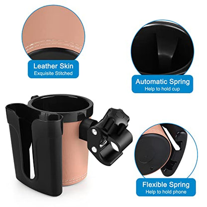 Accmor Stroller Cup Holder with Phone Keys Holder, 3-in-1 Universal Cup Holder, Drinks Bottle Holder for Stroller, Bike, Wheelchair, Walker, Scooter - color: Black Brown