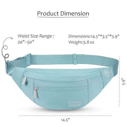Large Dusty Blue Fanny Pack for Women Crossbody Bag Travel Essential - color: Dusty Blue