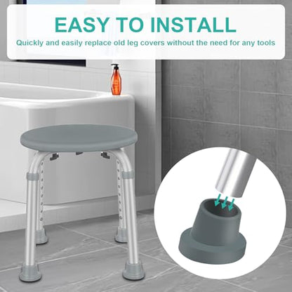 4 Pcs Replacement Feet for Bath Chair Leg Caps Heavy Duty Slope Rubber Feet Pad for Bath Seat Shower Stools (Gray, 1-1/8") - color: Grey