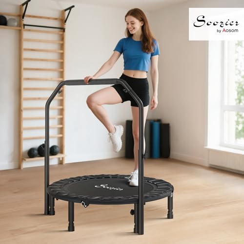 Soozier 40" Foldable Mini Trampoline Fitness Rebounder for Adults - color: Black