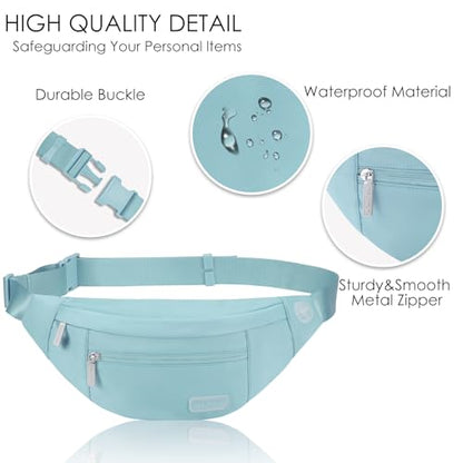 Large Dusty Blue Fanny Pack for Women Crossbody Bag Travel Essential - color: Dusty Blue