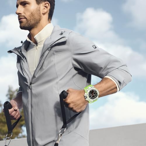 FANMIS Men Sports Outdoor Watch Analog Digital Multifunctional Black Watch - color: Z Green White