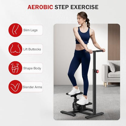Steppers for Exercise,Twist Stepper Machine with Handlebar, Mini Stepper with 300LBS Loading Capacity,Full Body Cardio Equipment,360° Rotatable Fitness Stepper with LCD Monitor