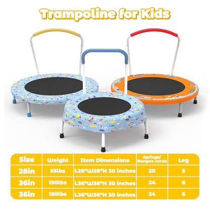 Mersco 36" Mini Toddler Trampoline with Handle for Kids Ages 1-6, ASTM - color: Light Blue Print