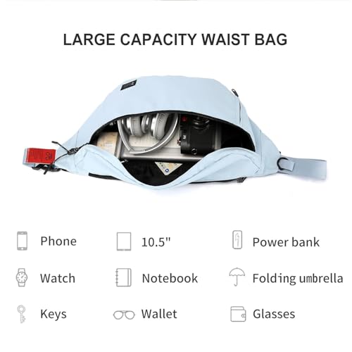X-Large Crossbody Fanny Pack for Women Men,Waterproof Waist Bag Pack - color: Light Blue, size: X-Large