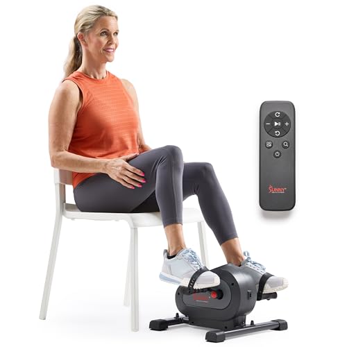 Sunny Health & Fitness Smart Motorized 2-in-1 Pedal Exerciser, Indoor Compact Under-Desk Mini Bike for Low-Impact Cardio Workout and Physical Therapy, Free SunnyFit Training App Connection - color: Grey