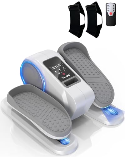 Yagud Under Desk Machine, Electric Elliptical Leg Exerciser for Senior, 13 Adjustable Speeds Quiet and Portable Seated Pedal Exerciser for Training with Remote Control - color: White