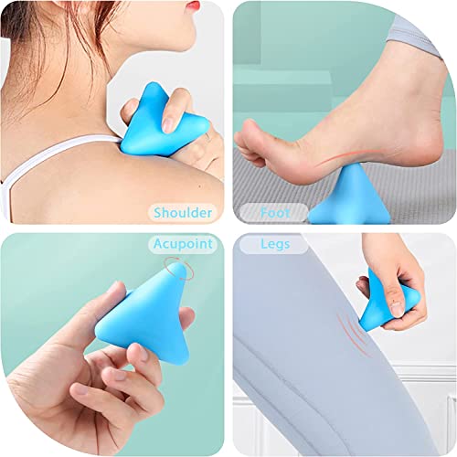 Manual Massage Ball Set, 2 PCS Deep Tissue Trigger Point Massage Myofascial Release Balls, Silicone Physical Therapy Balls, Massage Therapy Tools for Deep Muscles, Sore Muscles, Muscle Knots (Blue) - color: Blue