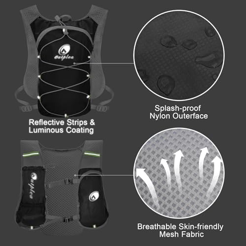 Ouplea Small Running Hydration Backpack Hydro Vest with 2L Water Bladder - color: Black