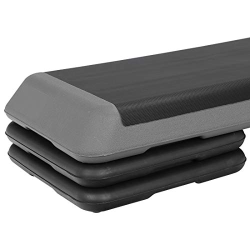 ZenStyle 43" Adjustable Aerobic Stepper Bench with 4/6/8 Inch Risers, Non-Slip Surface for Cardio, Strength Training & Home Fitness Workout - color: Grey
