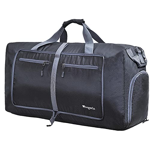 Woogwin Travel Duffel Bag Large Foldable Waterproof Overnight Bag for Beach Swim Bags Pool Sports Gym - color: 100L Black