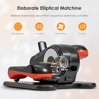 SogesPower Under Desk Elliptical Exercise Machine, Ellipse Leg Exerciser for Seniors with 12 Adjustable Speeds, Electric Seated Pedal Exerciser for Home with Remote Control - style: Black&Orange