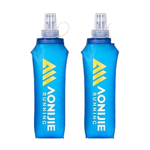 AONIJIE TPU Soft Flask Water Bottle Collapsible Running Flask for Hydration Pack, BPA Free, Wide Opening, for Outdoor Sports Hydration - color: C#500ml - 2Pcs