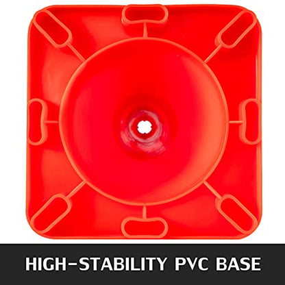 VEVOR 20Pack 18" Traffic Cones, Safety Road Parking Cones PVC Base, Orange Traffic Cone with Reflective Collars, Hazard Construction Cones for Home Traffic Parking - size: 18"(20Cones)