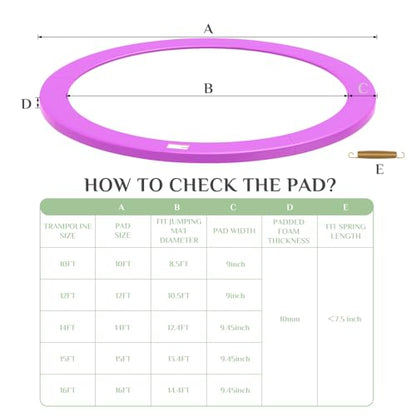 Trampoline Replacement Pad, Thick UV/Water Resistant Spring Cover 10-16FT - color: Purple, size: 14FT