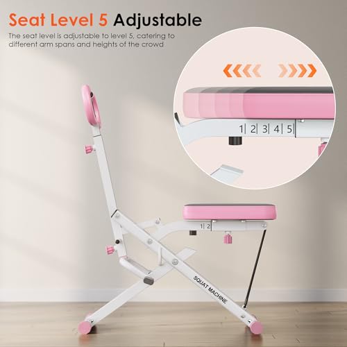 SogesHome Foldable & Adjustable Squat Rowing Machine for Home Gym with Band