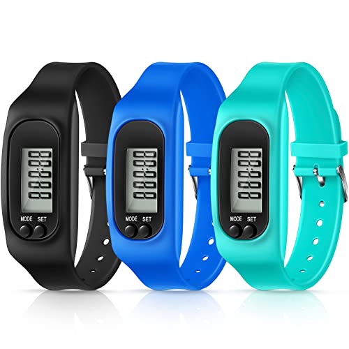 Kenning 3 Pcs Walking Running Pedometer Watch - color: Mint Green, Sky Blue, Black