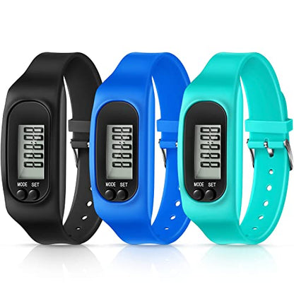 Kenning 3 Pcs Walking Running Pedometer Watch - color: Mint Green, Sky Blue, Black
