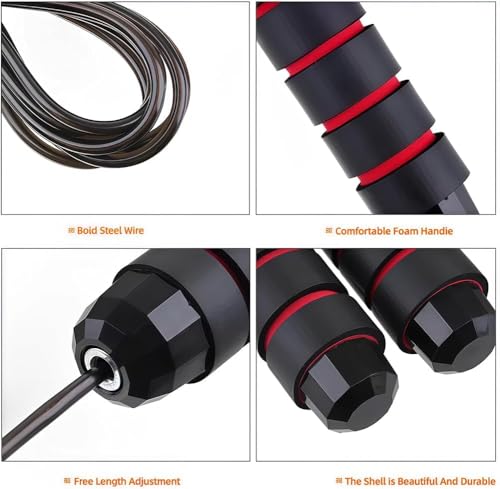 Adjustable Speed Jump Rope, Tangle-Free Skipping Rope with Ball Bearings & Comfortable EVA Handles for Fitness, Workout, Weight Loss