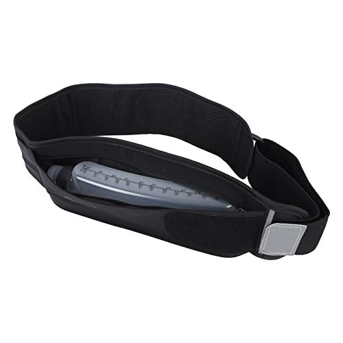 Running Belt Pack, Slim Breathable Waist Pack with 300ml Water Bottle Multi Pockets Phone Holder Adjustable Bounce Stable Sports Bag for Running Jogging Nylon Black 1 Pack