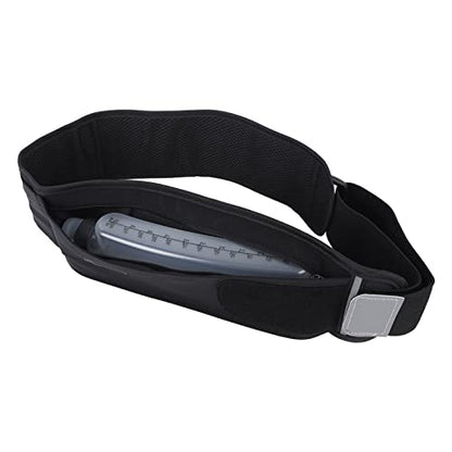 Running Belt Pack, Slim Breathable Waist Pack with 300ml Water Bottle Multi Pockets Phone Holder Adjustable Bounce Stable Sports Bag for Running Jogging Nylon Black 1 Pack