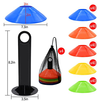 25/50/100pcs Disc Cones, Agility Soccer Cones with Carry Bag and Holder - color: 200pcs