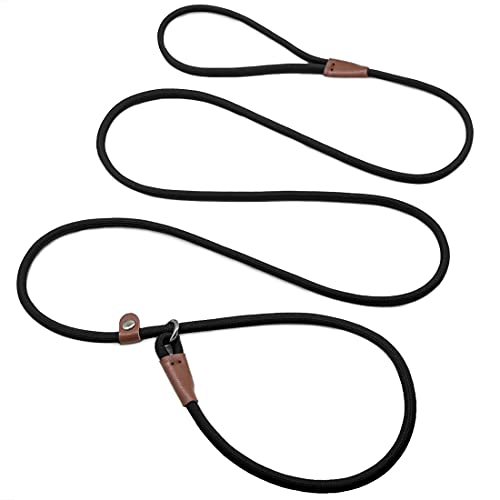 MayPaw Slip Lead Dog Leash 7ft x 1/4" Rope Control Leash for Dogs No Pull - color: black