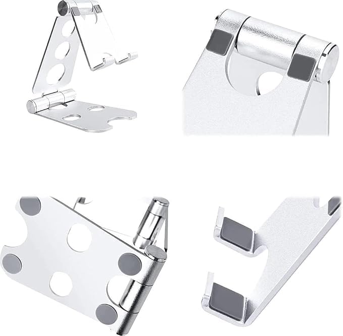 Kado Tablet Stand with Cord Holder Aluminum Alloy Foldable Phone Stand - size: Silver