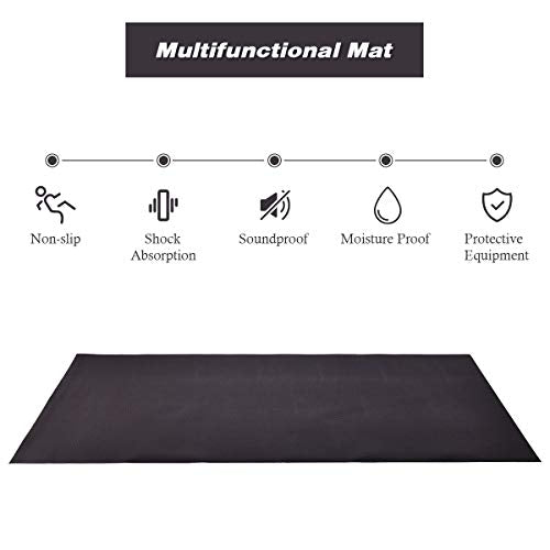 Goplus Thicken Treadmill Mat for Hardwood Floors High Density Waterproof PVC, Floor Protector Pad for Exercise Equipment for Home and Gym Use, Large Size - style: 6.5' x 3' x 0.25''